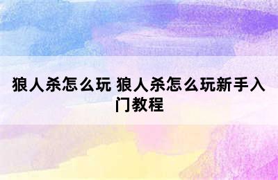 狼人杀怎么玩 狼人杀怎么玩新手入门教程